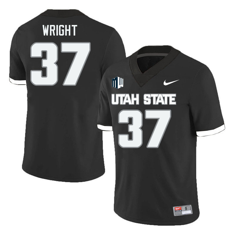 Utah State Aggies #37 Jaeden Wright College Football Jerseys Stitched Sale-Black